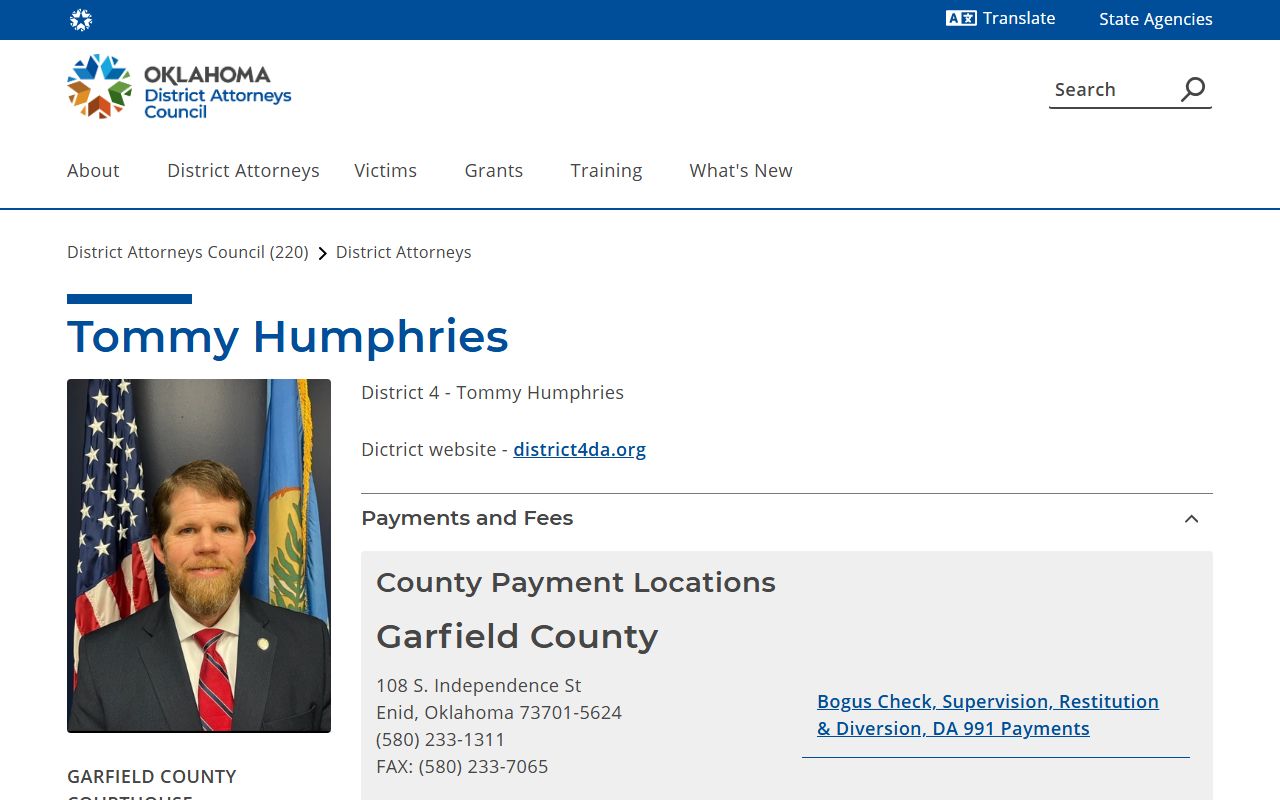 Oklahoma District Attorneys Council District 4 page tied to Canadian County criminal court records