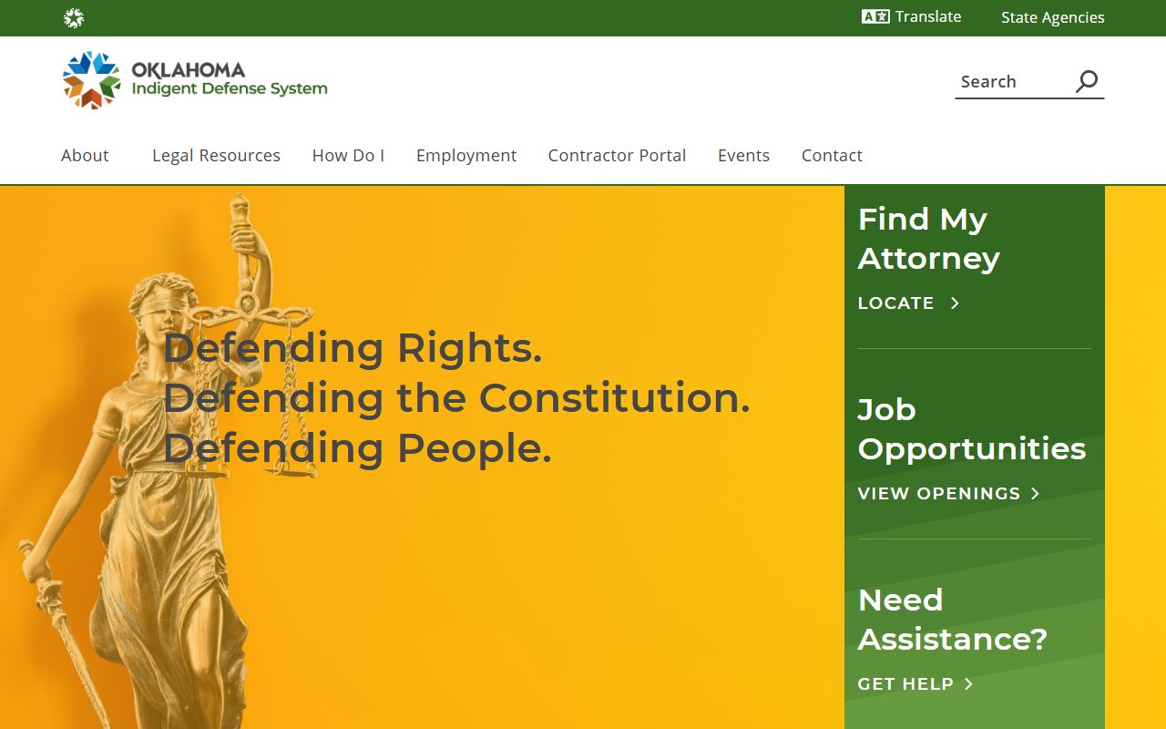 Oklahoma Indigent Defense System page relevant to Canadian County criminal court records