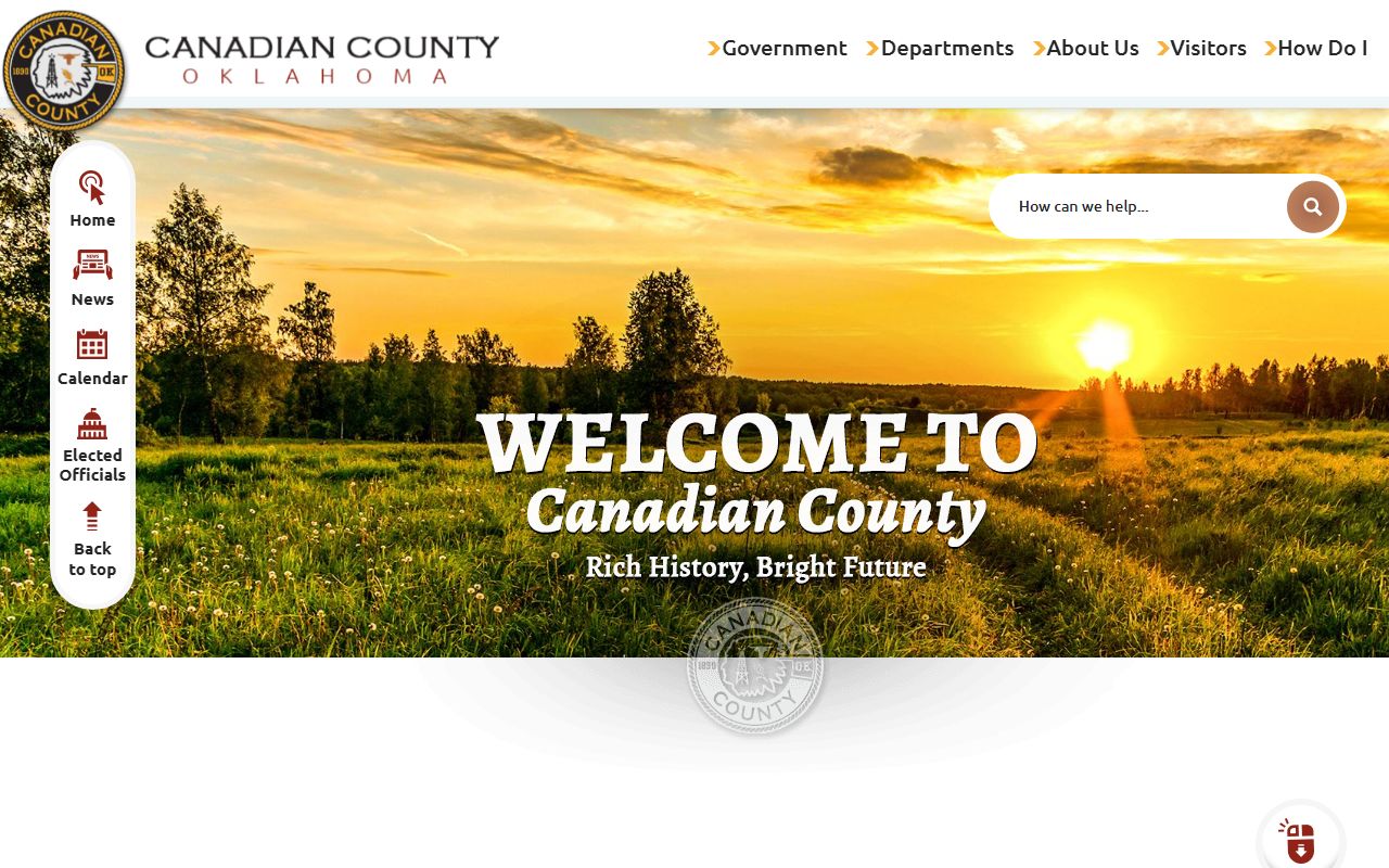 Canadian County homepage linking to court records offices