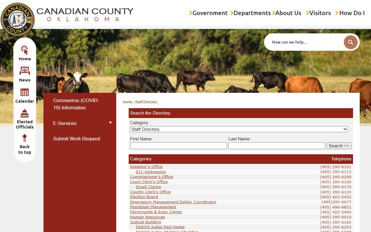 Canadian County directory listing judges who handle court records
