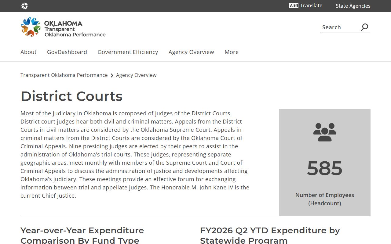 Oklahoma district courts page for Canadian County court records access