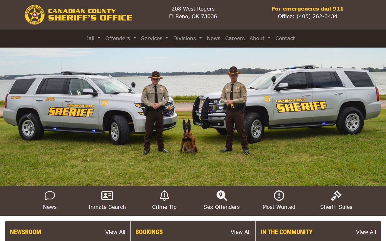 Canadian County Sheriff inmate search and jail roster home page