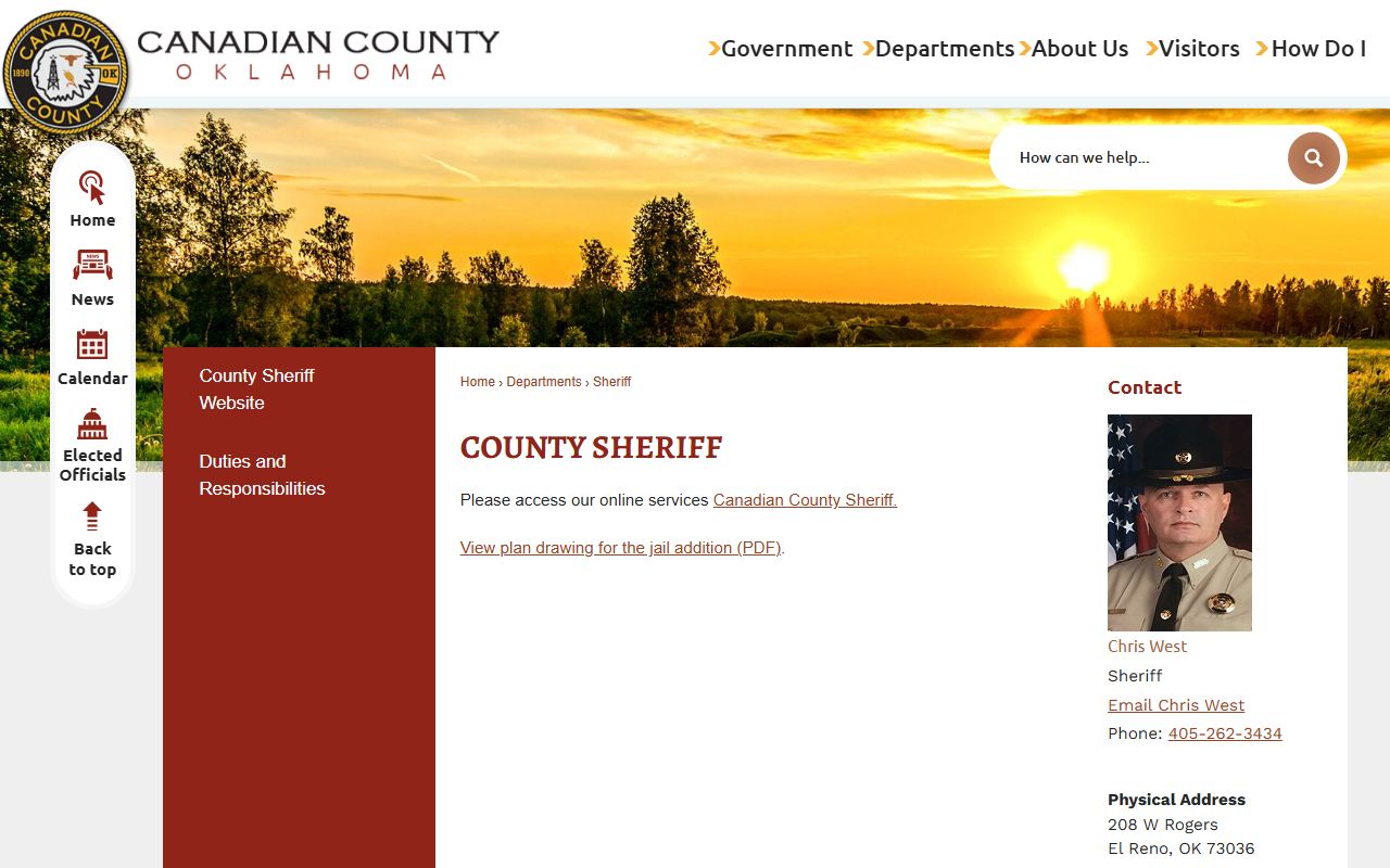Canadian County Sheriff jail services directory page with address and phone